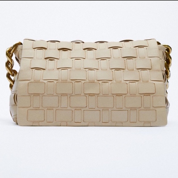 Zara NWT Woven Leather Shoulder Bag - Picture 1 of 9